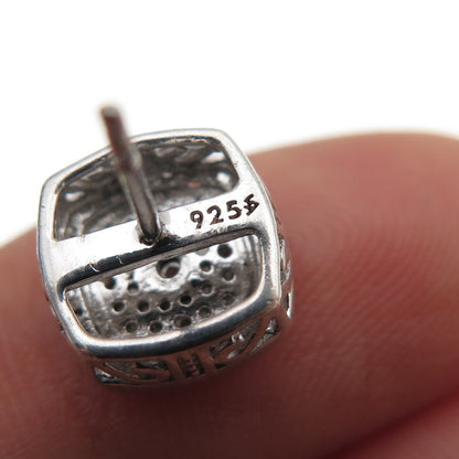 925 Sterling Silver Real Round-Cut Diamond Cushion Stud Earrings