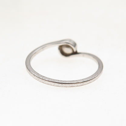 Avon 925 Sterling Silver Vintage Real Pearl Bypass Ring Size 7.25