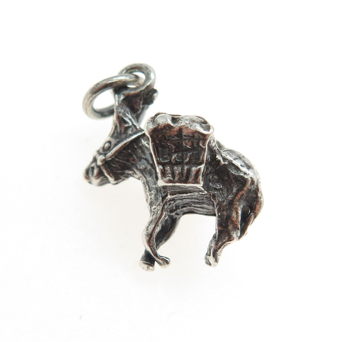 925 Sterling Silver Vintage Donkey Caravan Minimalist 3D Charm Pendant