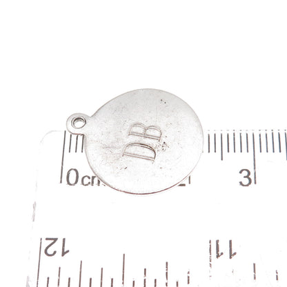 Tiffany & Co. Makers Sterling Silver Vintage Engraved DB Mono Round Tag Pendant