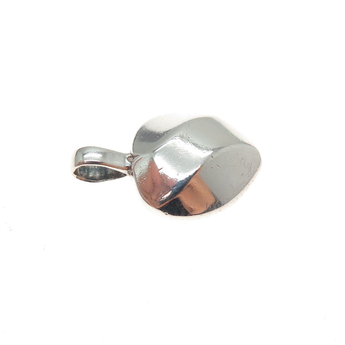925 Sterling Silver Vintage Modernist Heart Minimalist Charm Pendant