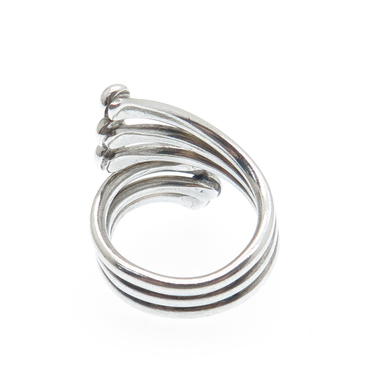 925 Sterling Silver Vintage Modernist Bypass Adjustable Ring Size 6.25