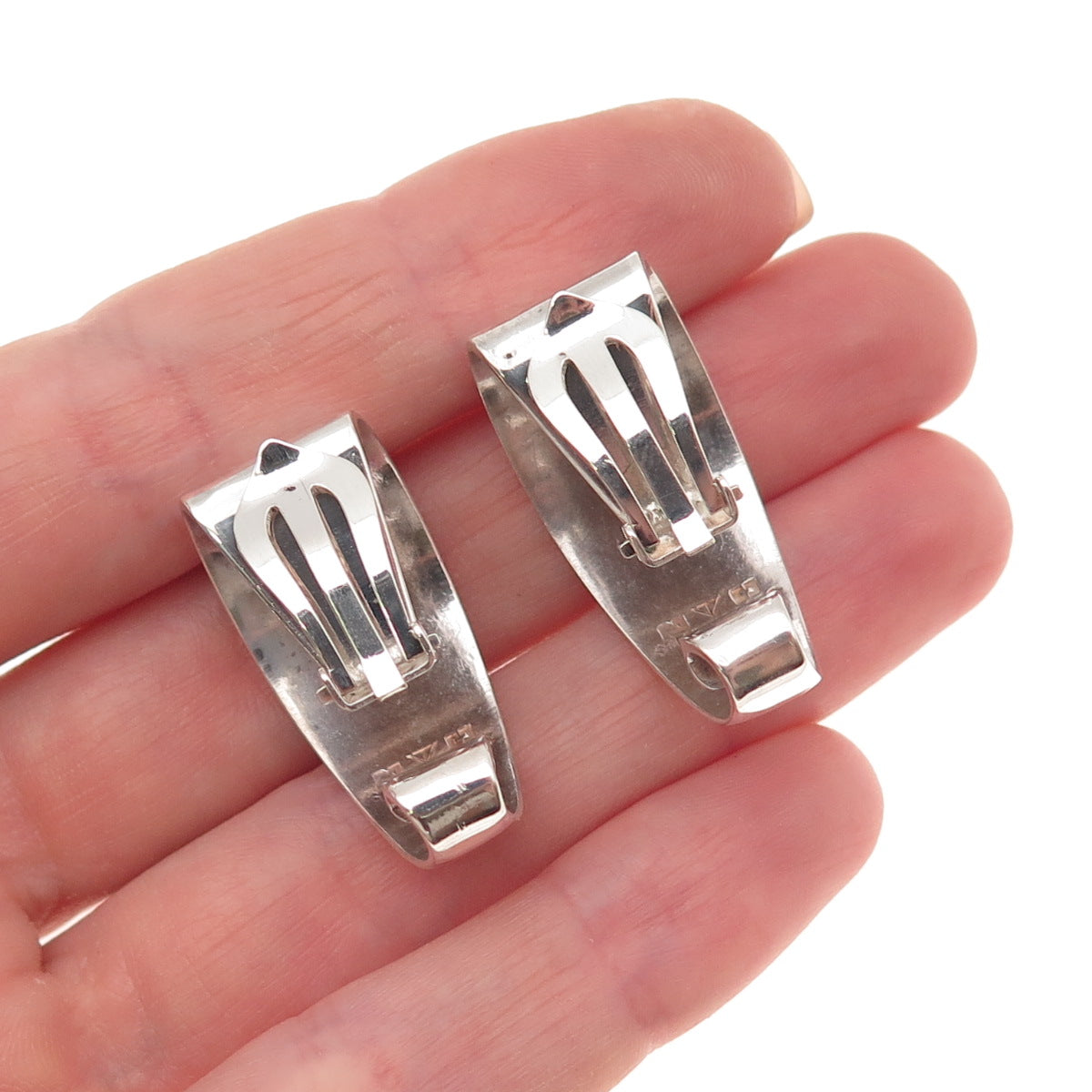 Tone Vigeland 925S Sterling Silver Vintage Norway Modernist Clip On Earrings