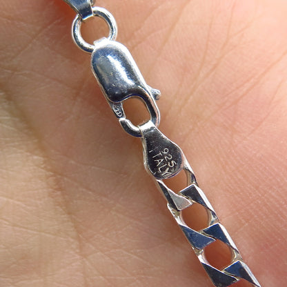 925 Sterling Silver Italy Cuban Chain Necklace 21"