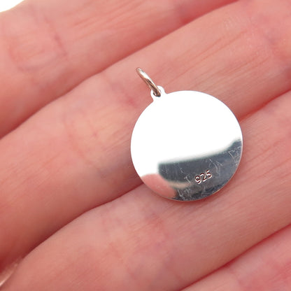 925 Sterling Silver Yellow Enamel Neutral Face Emoji Charm Pendant