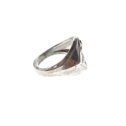 VARGAS 925 Sterling Silver Vintage Boy Scouts Oxidized Signet Ring Size 4