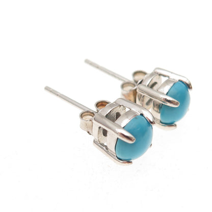 925 Sterling Silver Real Sleeping Beauty Turquoise Stud Earrings