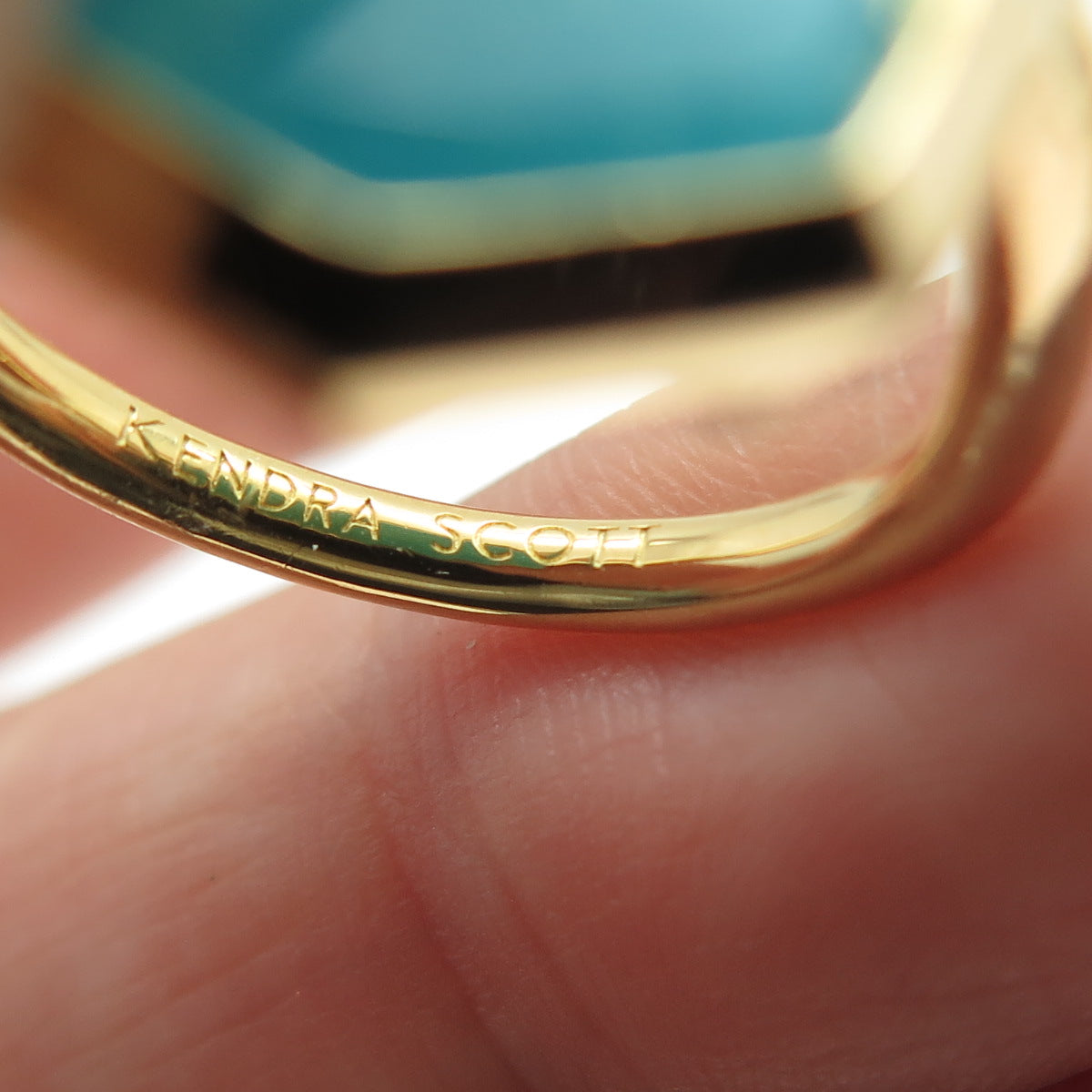 KENDRA SCOTT 925 Sterling Silver Gold Plated Real Turquoise Ring Size 3.25