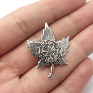 925 Sterling Silver Antique Art Deco Canadian Red Ensign & USA Flag Pin Brooch