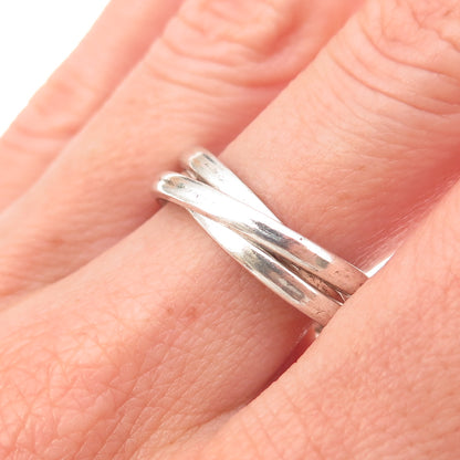 925 Sterling Silver Vintage Mexico Interlocked Trinity Band Ring Size 8.5