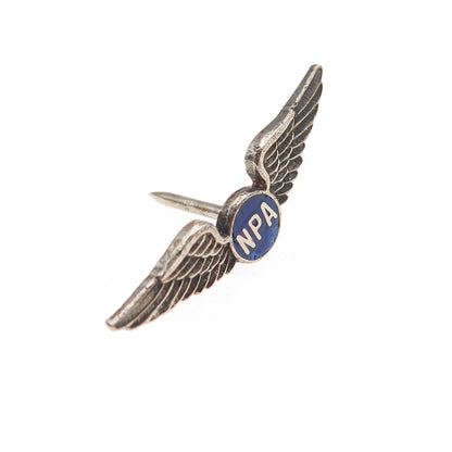 925 Sterling Silver Antique WWII Enamel National Pilot's Association Lapel Pin
