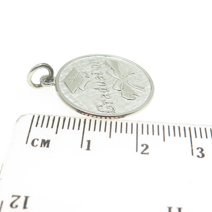 WELLS 925 Sterling Silver Vintage Graduation Round Charm Pendant