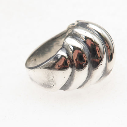 925 Sterling Silver Vintage Modernist Oxidized Dome Ring Size 9.25