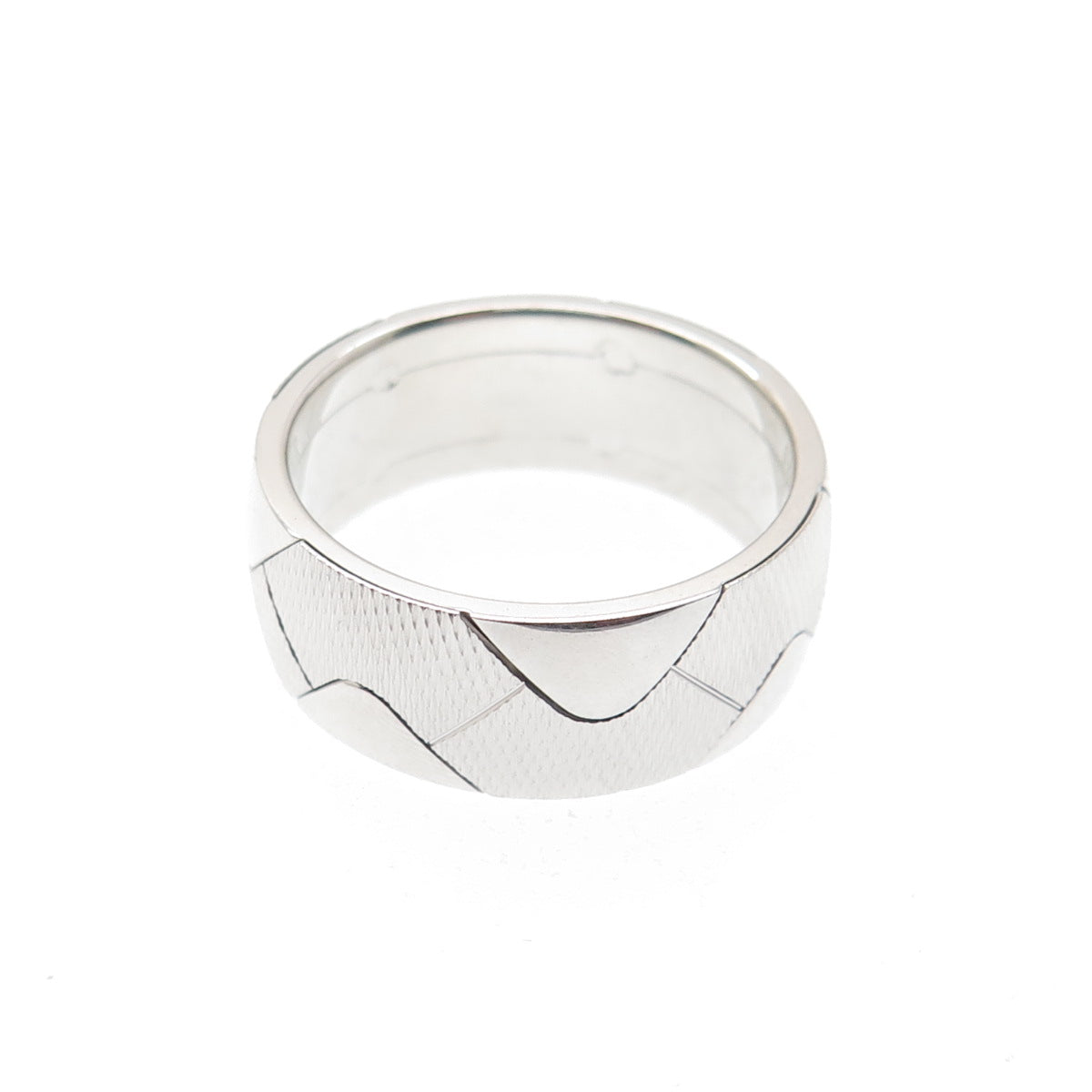 NEOS 925 Sterling Silver Textured Wave Band Ring Size 7.75