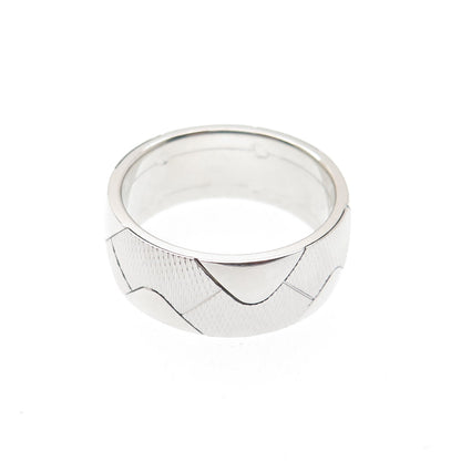 NEOS 925 Sterling Silver Textured Wave Band Ring Size 7.75