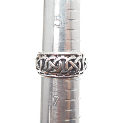 925 Sterling Silver Vintage Celtic Knot Oxidized Band Ring Size 6.5