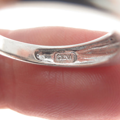 925 Sterling Silver Real White Diamond Accent Wavy Line Ring Size 7.5