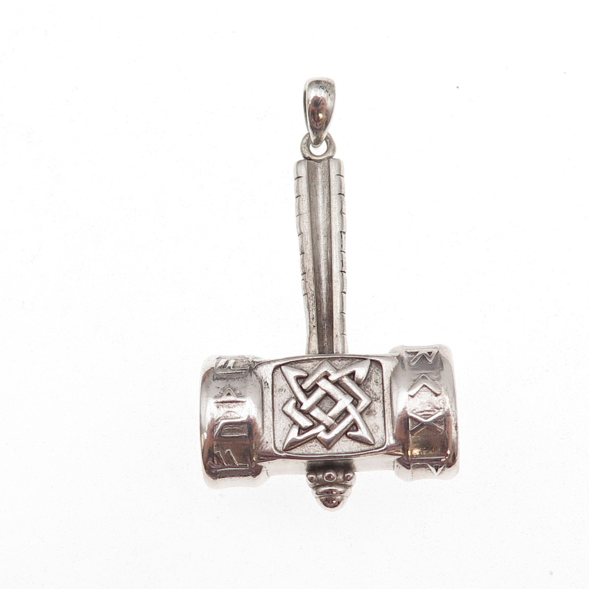 925 Sterling Silver Vintage Thor's Hammer Oxidized 3D Pendant