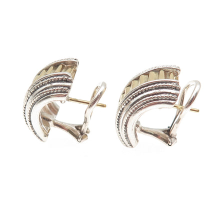 SDG Soli Deo Gloria 925 Sterling Silver 18K Gold Vintage Omega Back Earrings