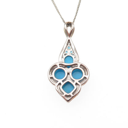 D'Joy 925 Sterling Silver Real Turquoise & Apatite Cuban Chain Necklace 18"