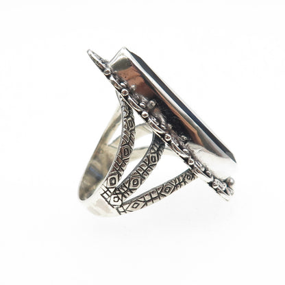 925 Sterling Silver Vintage Pear-Cut Blue C Z Swirl Oxidized Ring Size 7.5