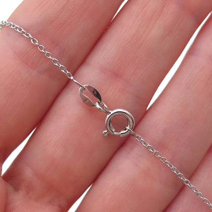 925 Sterling Silver Real Round-Cut Green Diamond Cable Chain Necklace 18"