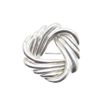 925 Sterling Silver Vintage CKC Twisted Trinity Knot Pin Brooch