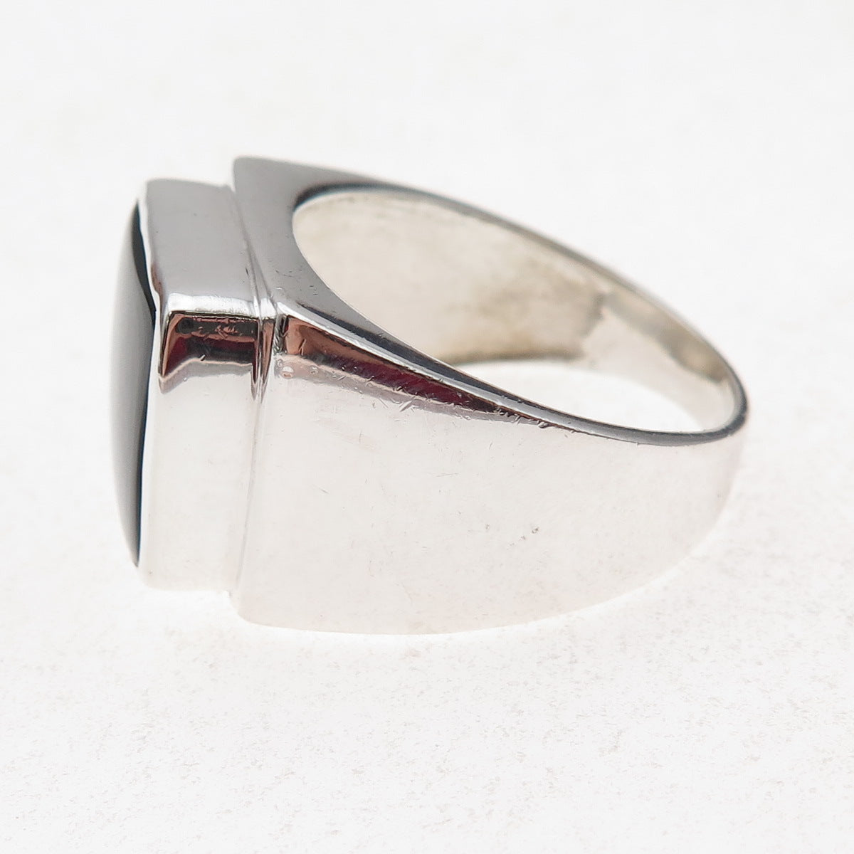 925 Sterling Silver Vintage Real Black Onyx Ring Size 13.25