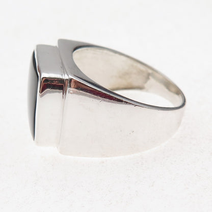 925 Sterling Silver Vintage Real Black Onyx Ring Size 13.25