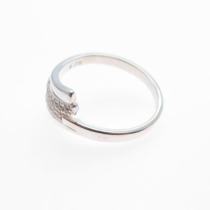 RJ GRAZIANO 925 Sterling Silver Vintage Round-Cut C Z Bypass Ring Size 6