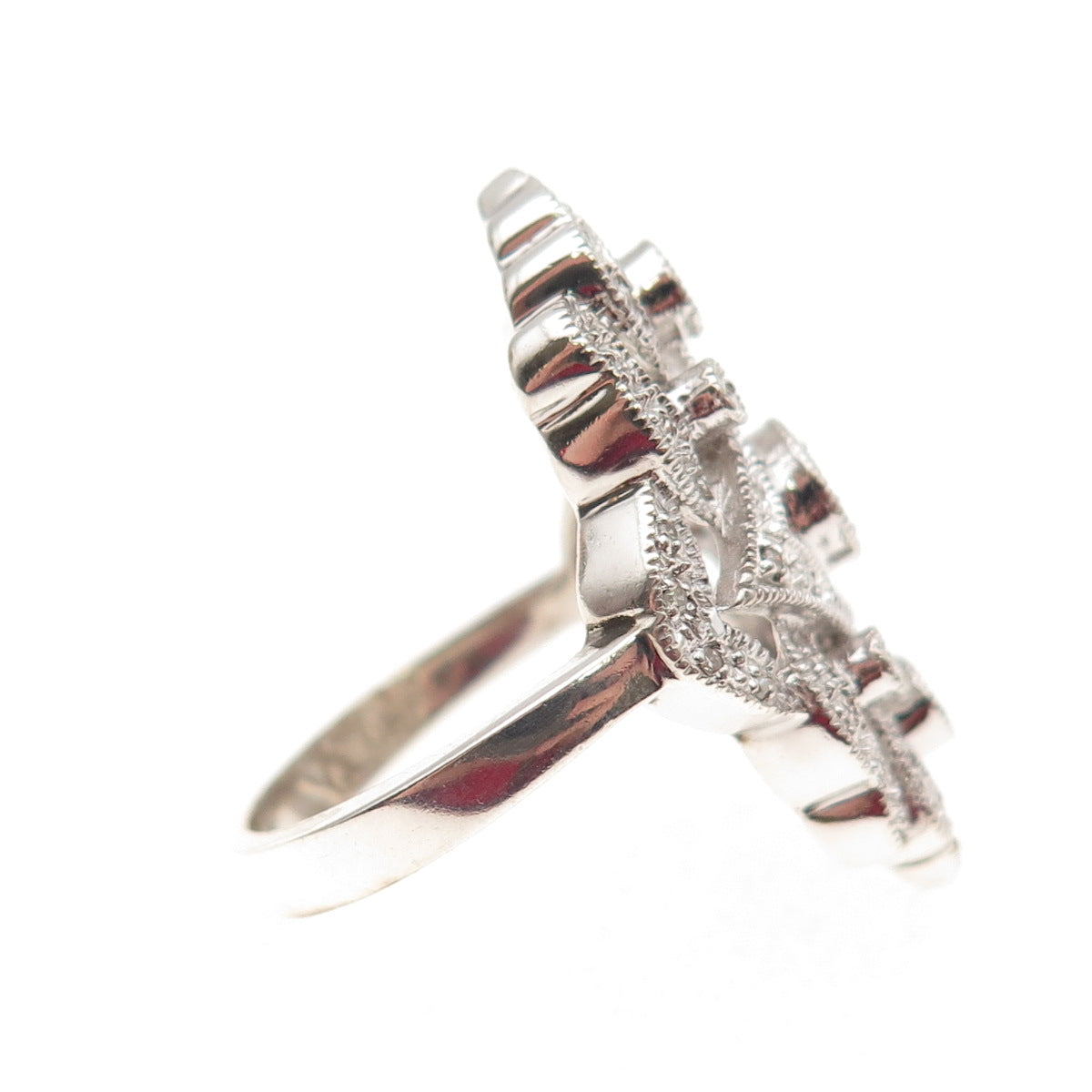 925 Sterling Silver Real Round-Cut Diamond Bohemian Ring Size 8