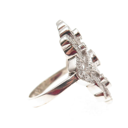 925 Sterling Silver Real Round-Cut Diamond Bohemian Ring Size 8