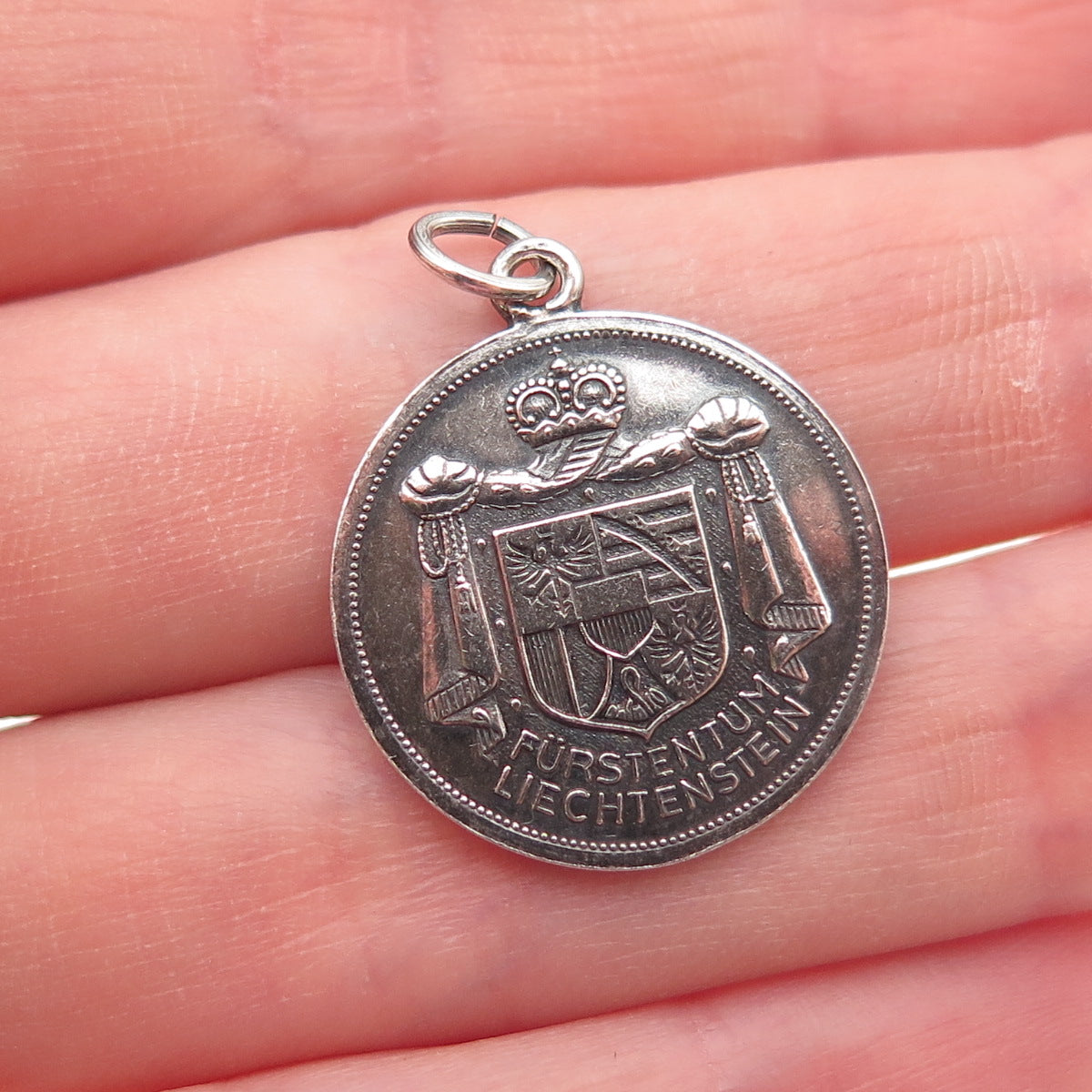 900 Silver Vintage Principality of Liechtenstein Vaduz Castle Charm Pendant
