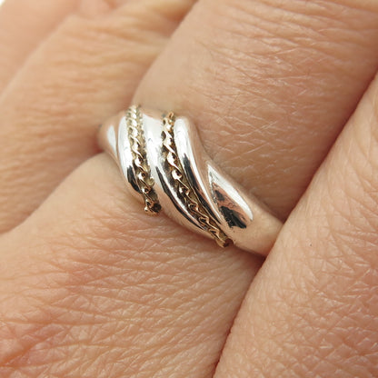 CHATEAU D'ARGENT 14K Gold & 925 Sterling Silver Vintage Twisted Ring Size 7.75