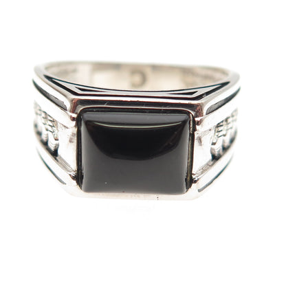 CHIMODA 925 Sterling Silver Real Black Onyx Arrow Ring Size 10.25