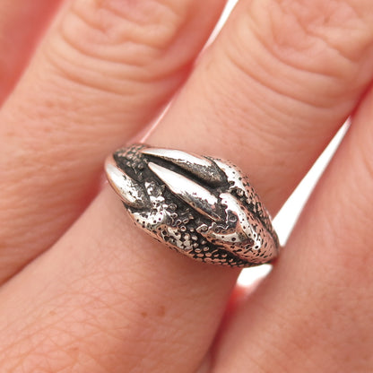 925 Sterling Silver Vintage Dragon Claw Oxidized Ring Size 10
