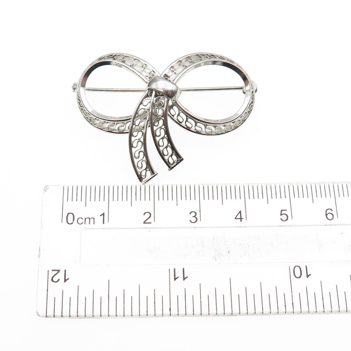 Binder Brothers 925 Sterling Silver Vintage Filigree Box Oxidized Pin Brooch