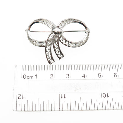 Binder Brothers 925 Sterling Silver Vintage Filigree Box Oxidized Pin Brooch