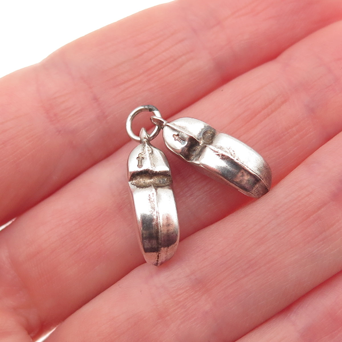 835 Silver Vintage Dutch Clog Shoes Oxidized 3D Mini Charm Pendant