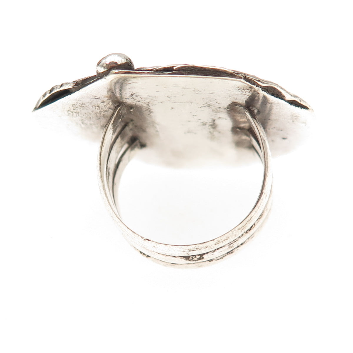 Old Pawn Sterling Silver Vintage Southwestern Turquoise Feather Ring Size 7.25