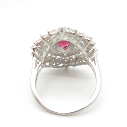 925 Sterling Silver White & Pink Multi-C Z Ring Size 7.25