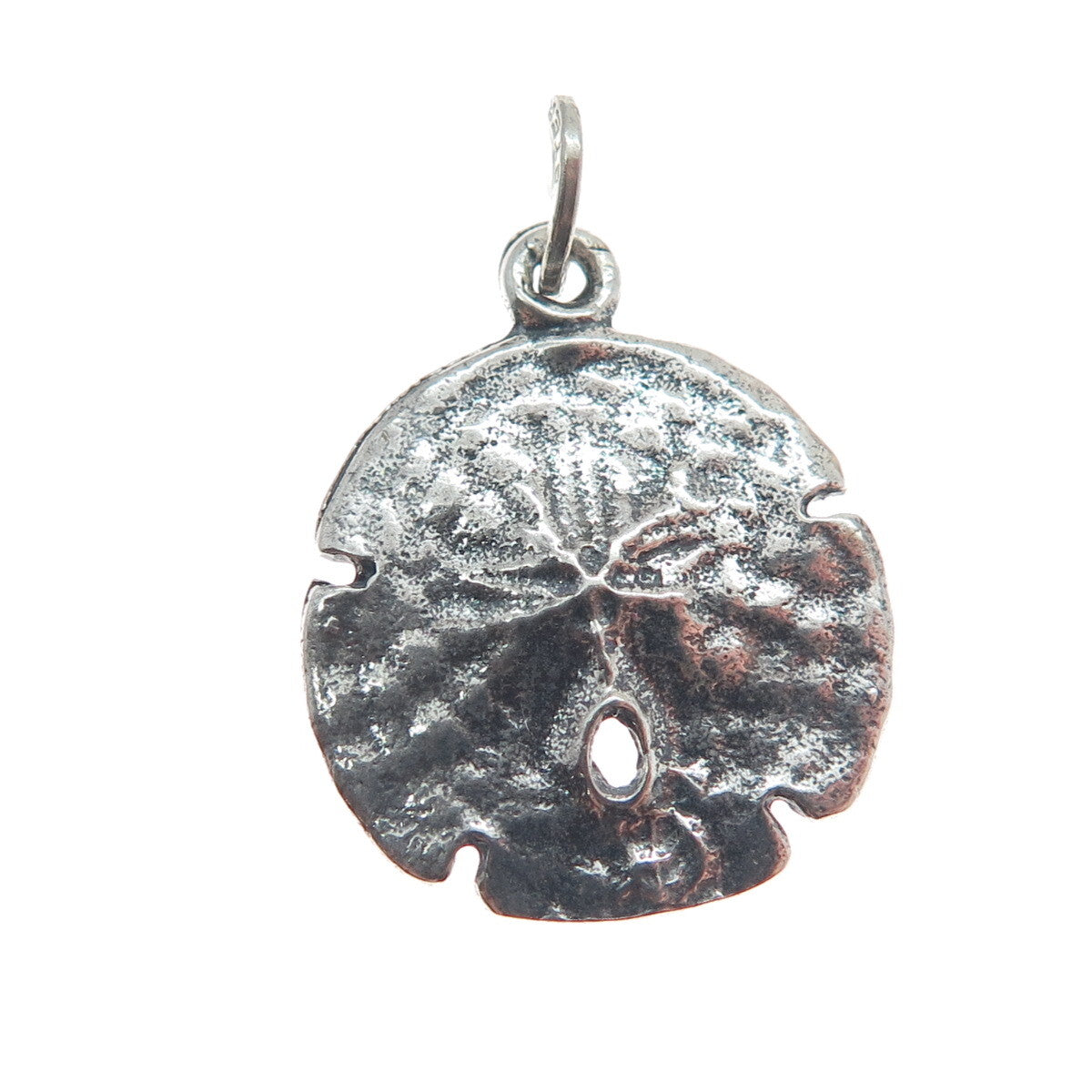 BEAU 925 Sterling Silver Vintage Sand Dollar Oxidized Minimalist Charm Pendant