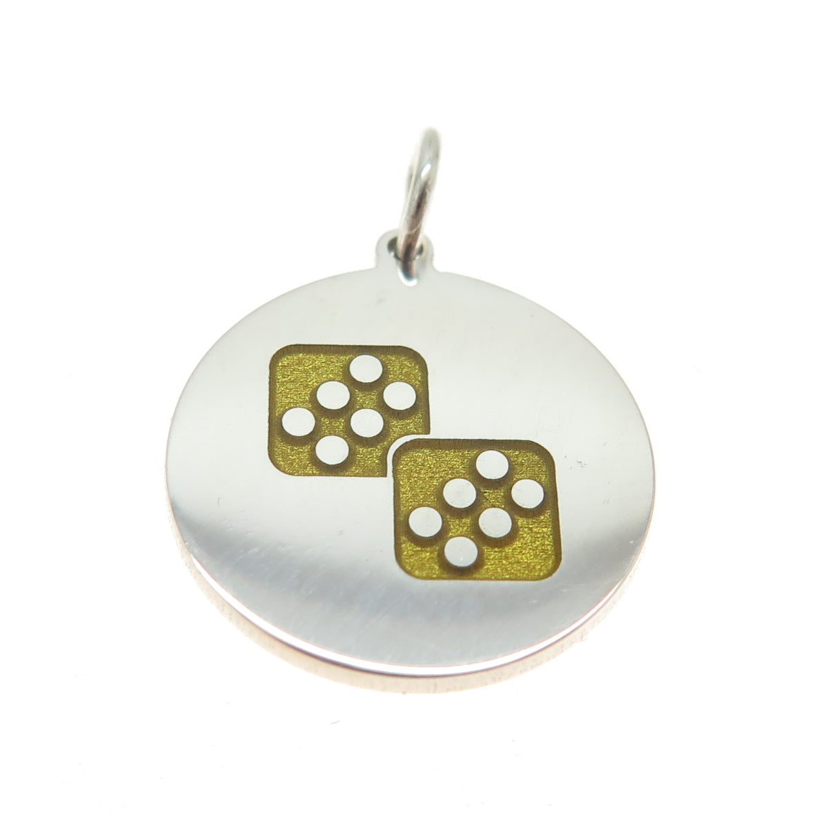 925 Sterling Silver Enamel Number Twelve Dice for Luck Round Tag Charm Pendant