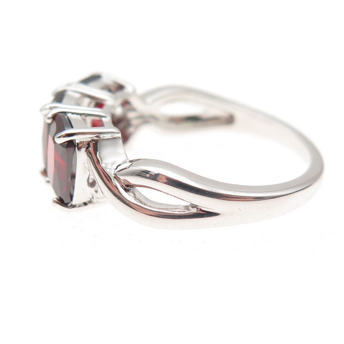 925 Sterling Silver Vintage Real Cushion-Cut Red Garnet Ring Size 6