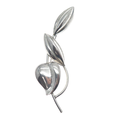 NAPIER 925 Sterling Silver Antique Art Deco Floral Leaf Heart Oxidized Brooch