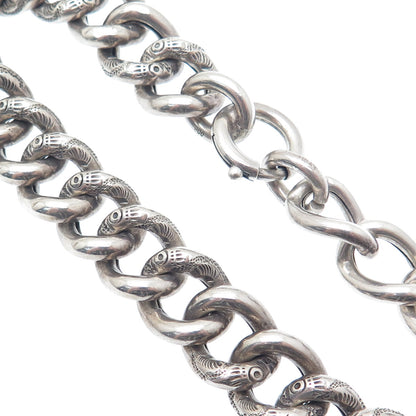 800 Silver Antique Art Deco Ornate Curb Link Oxidized Bracelet 9"