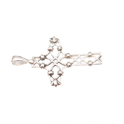 925 Sterling Silver Vintage Cross Ornate Charm Pendant