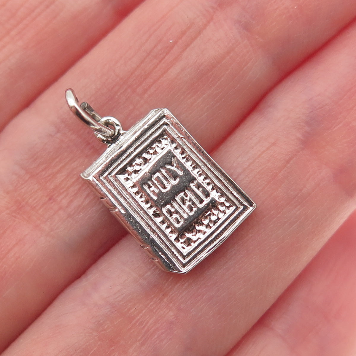 925 Sterling Silver Vintage Holy Bible Mini Charm Pendant