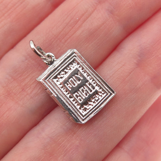 925 Sterling Silver Vintage Holy Bible Mini Charm Pendant