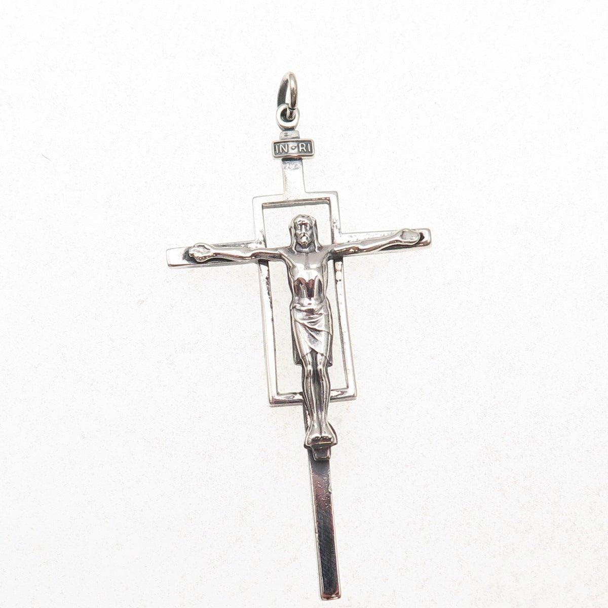 Creed 925 Sterling Silver Vintage Crucifix Cross Religious Oxidized Pendant